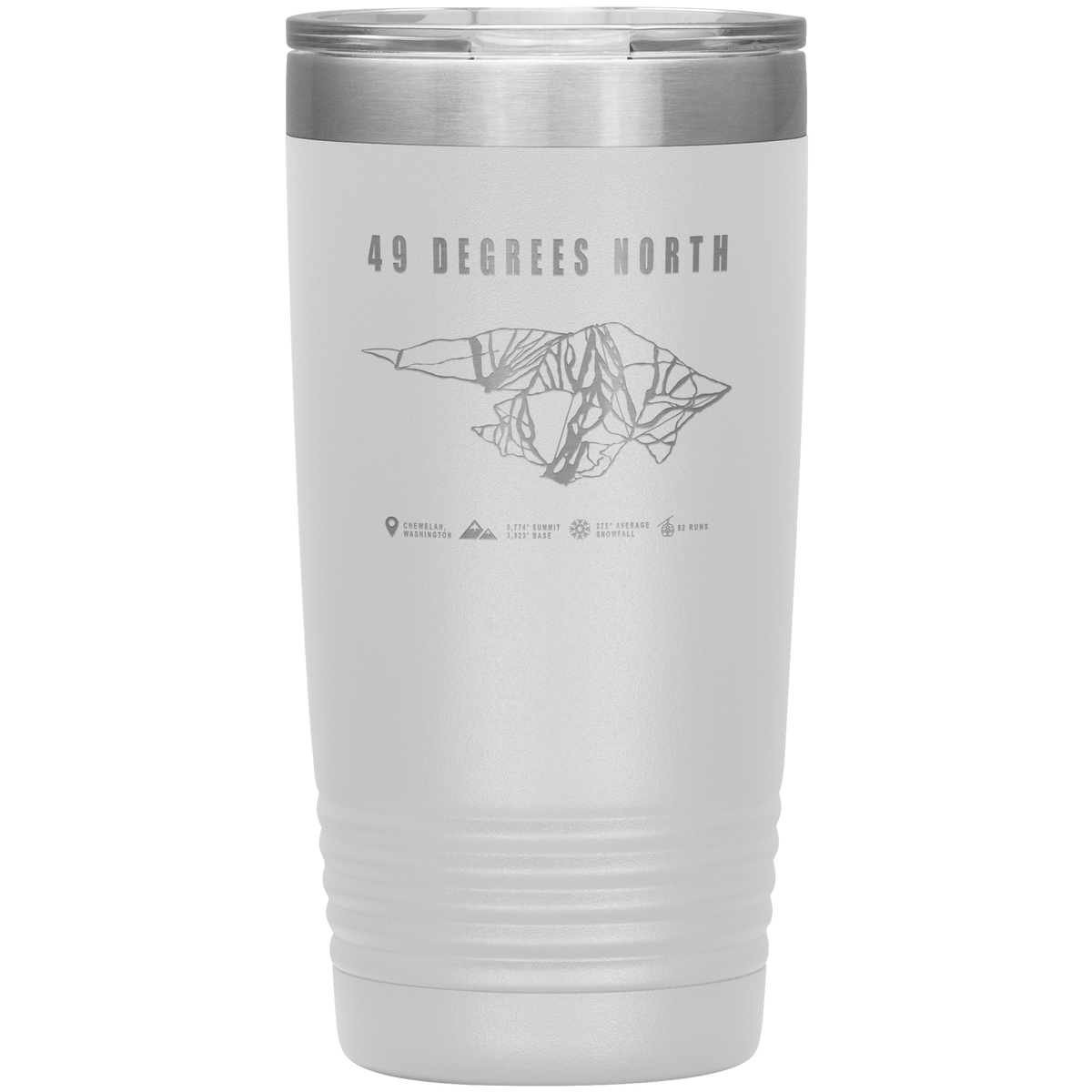 49 Degrees North, Washington Ski Trail Map 20oz Tumbler - Powderaddicts