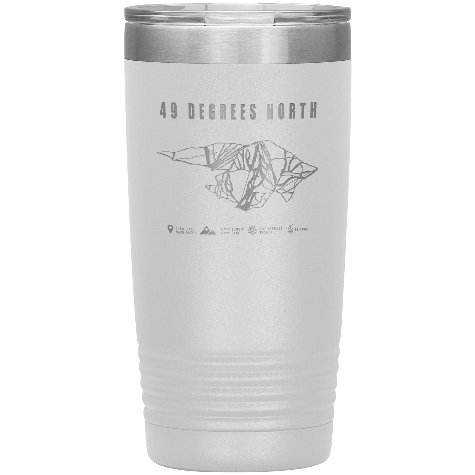 49 Degrees North, Washington Ski Trail Map 20oz Tumbler - Powderaddicts