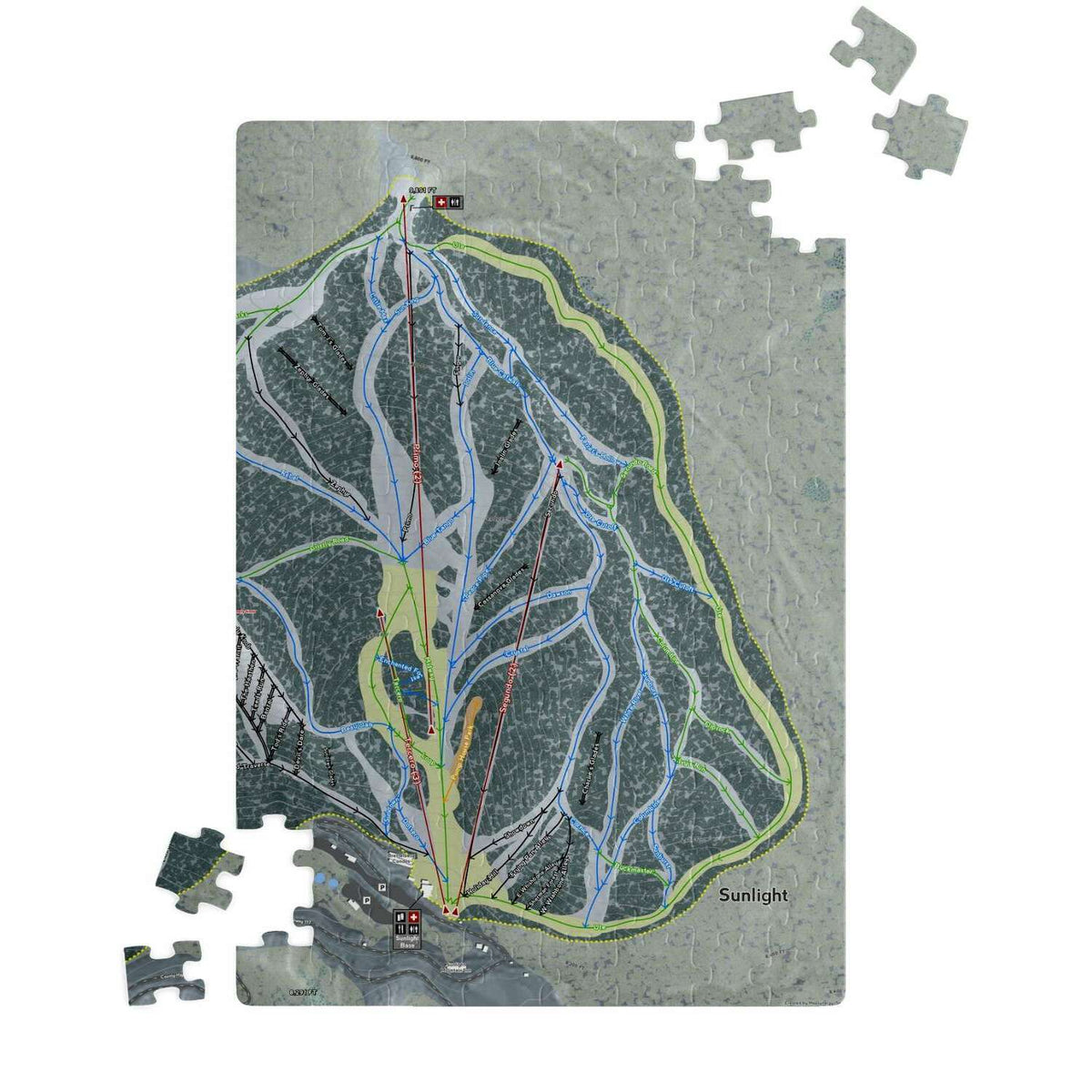 Sunlight, Colorado Ski Trail Map Puzzle - Powderaddicts