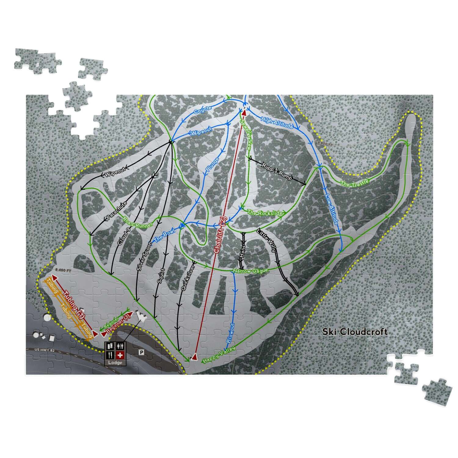 Ski Cloudcroft New Mexico Ski Trail Map Puzzle - Powderaddicts