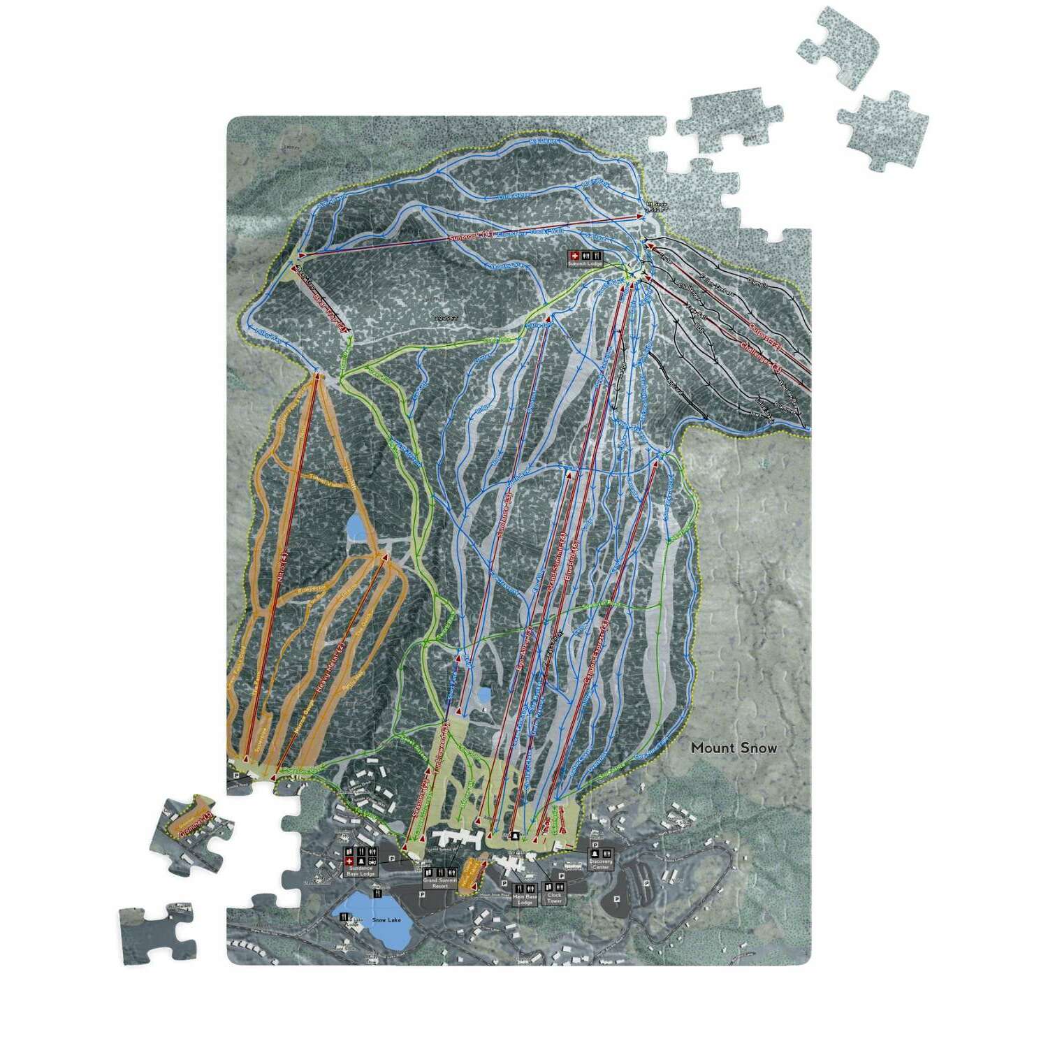 Mount Snow, Vermont Ski Trail Map Puzzle - Powderaddicts