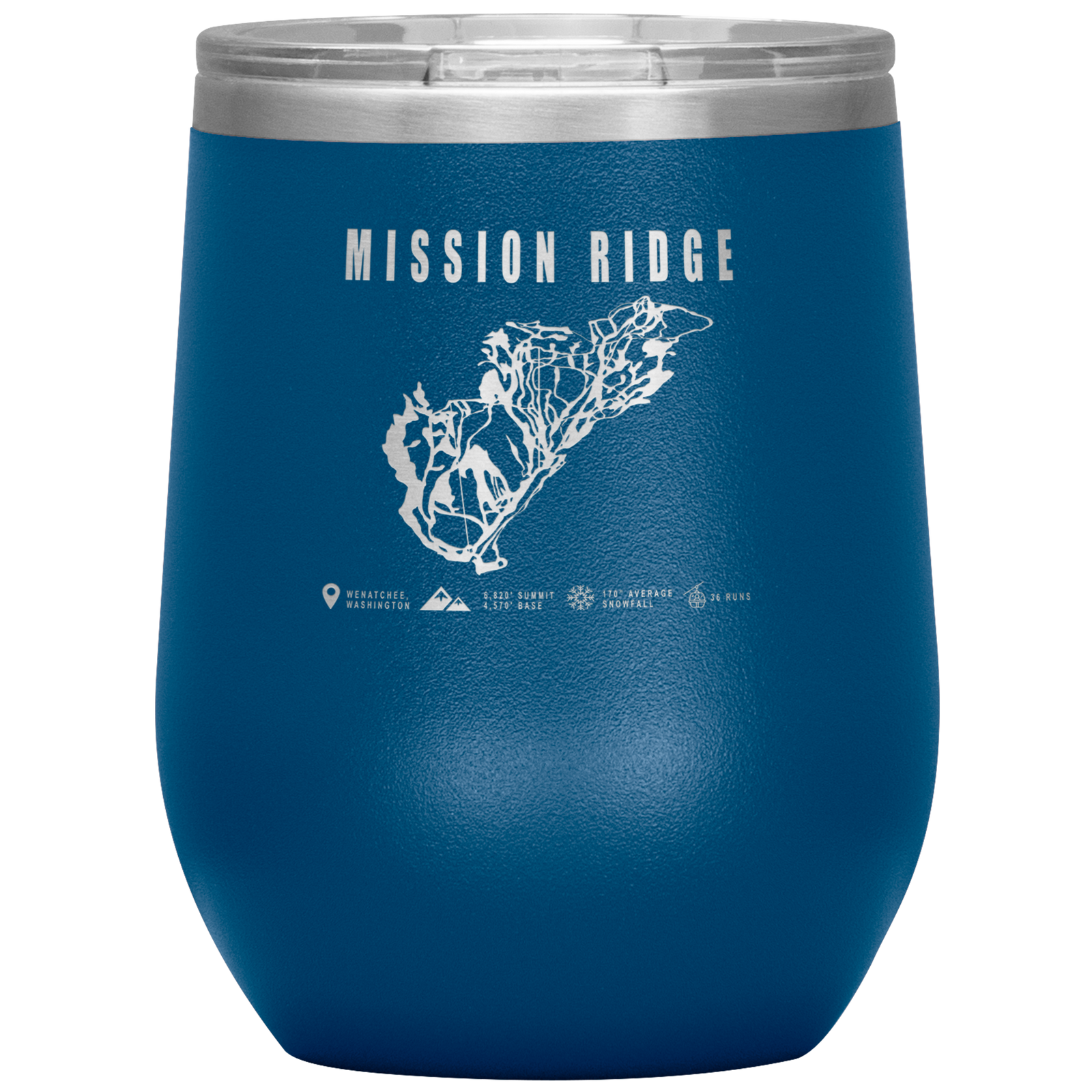 Mission Ridge, Washington Ski Trail Map Wine 12oz Tumbler - Powderaddicts