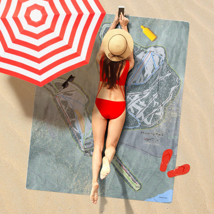 Manning Park, British Columbia Ski Resort Map Printed Beach Towel - Powderaddicts