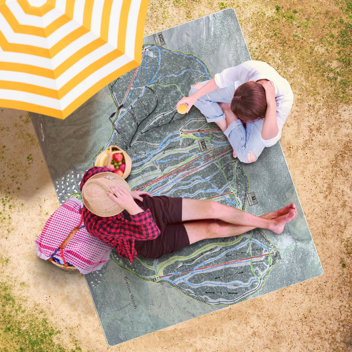 Bretton Woods, New Hampshire Ski Resort Map Printed Beach Towel - Powderaddicts