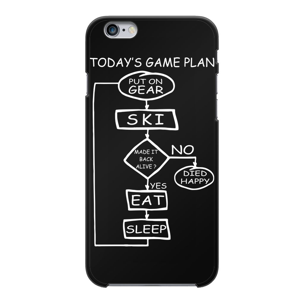 Today's Gameplan - Skiing Back Printed Black Hard Phone Case - Powderaddicts