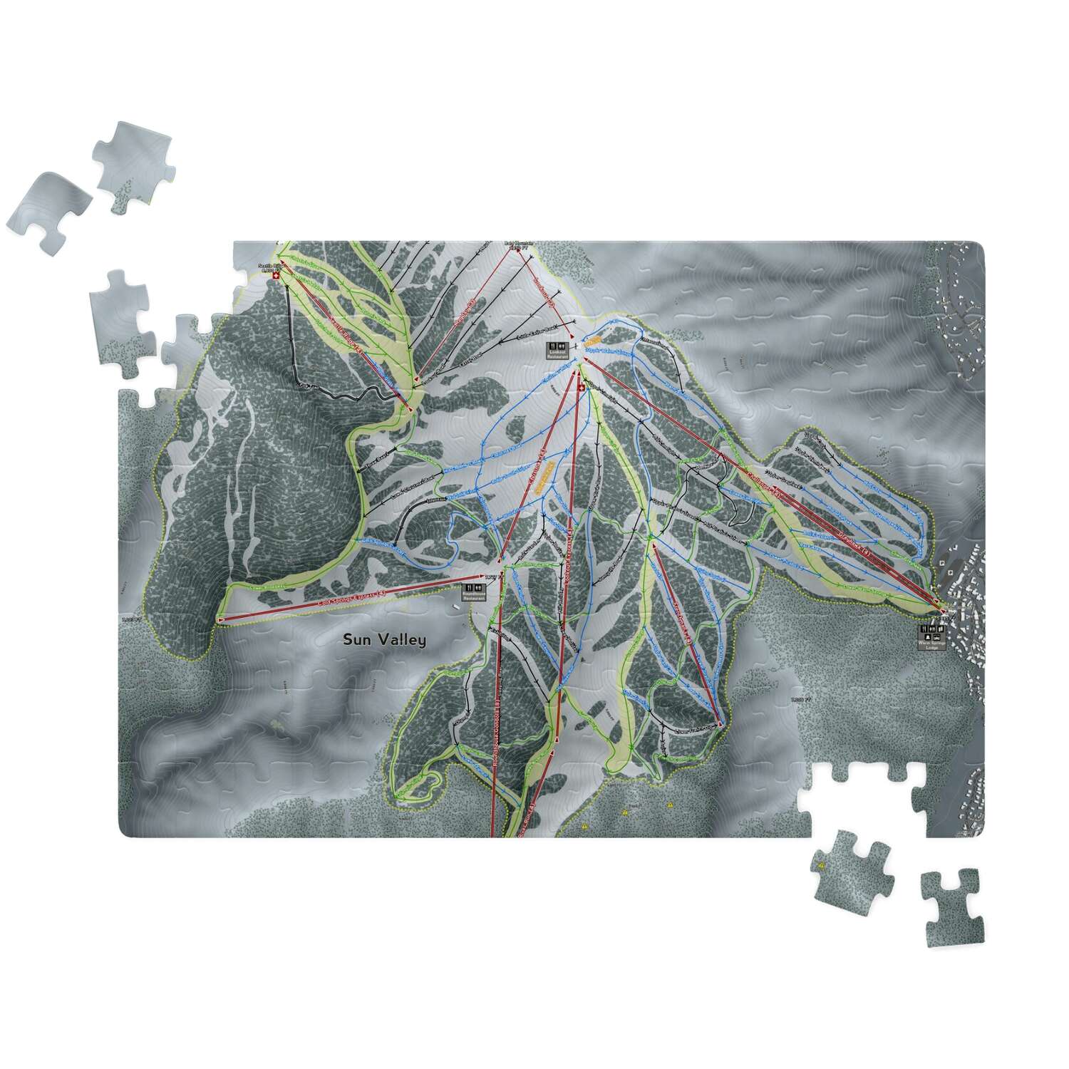 Sun Valley, Idaho Ski Trail Map Puzzle - Powderaddicts
