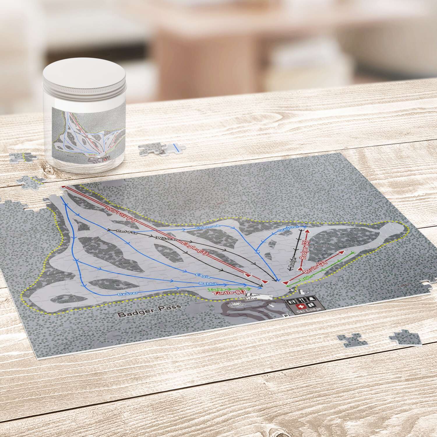 Badger Pass, California Ski Trail Map Puzzle - Powderaddicts