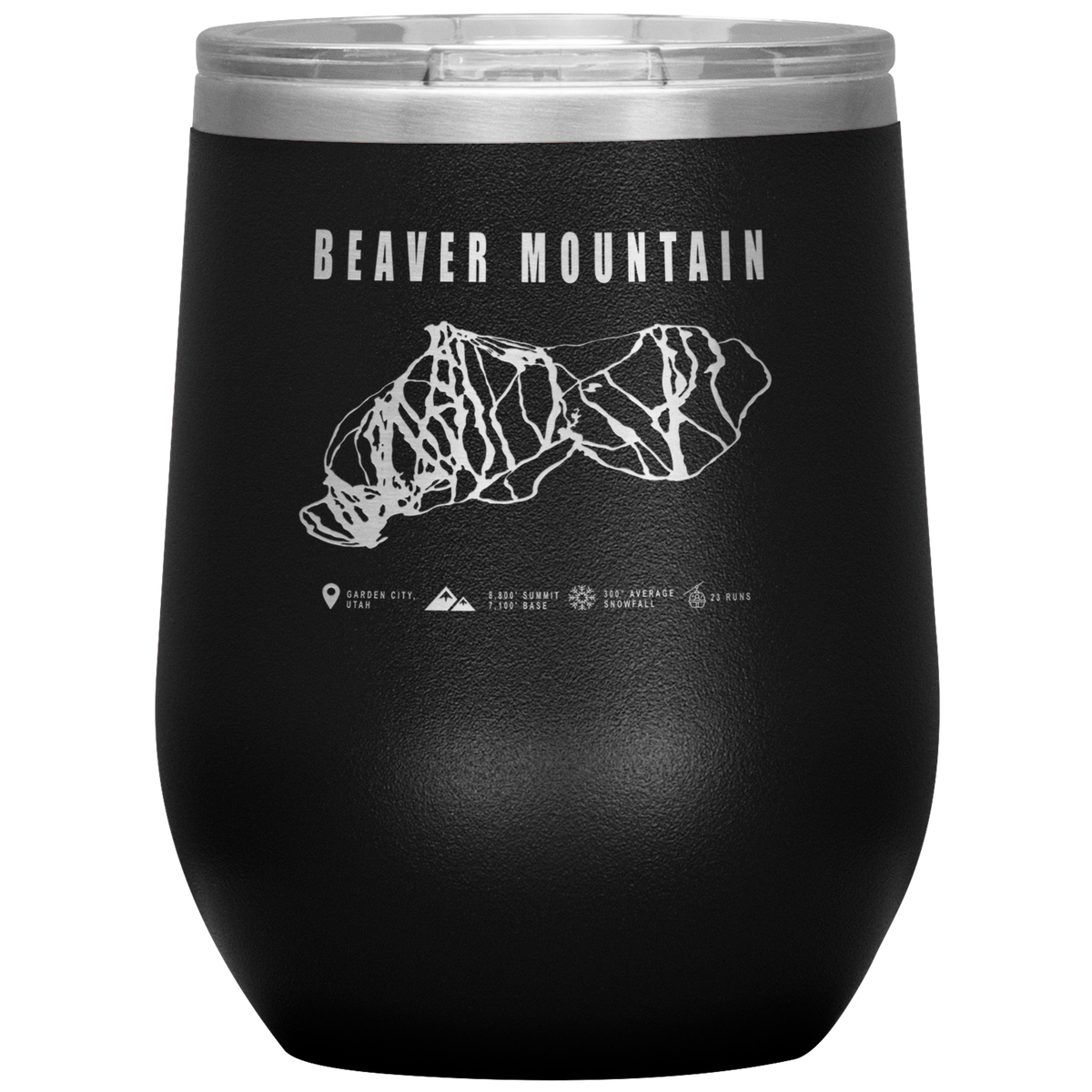 Beaver Mountain,Utah Ski Trail Map Wine 12oz Tumbler - Powderaddicts