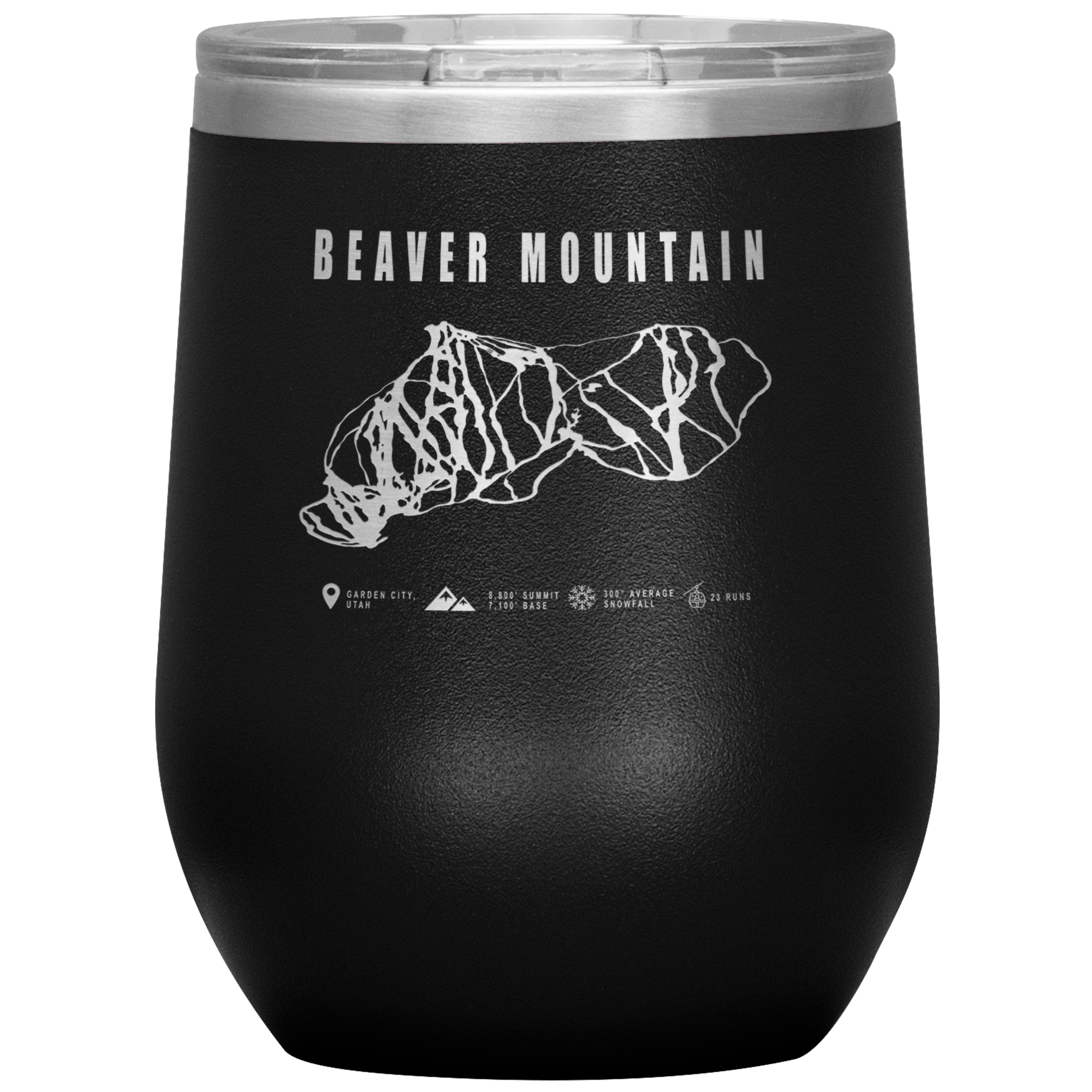 Beaver Mountain,Utah Ski Trail Map Wine 12oz Tumbler - Powderaddicts