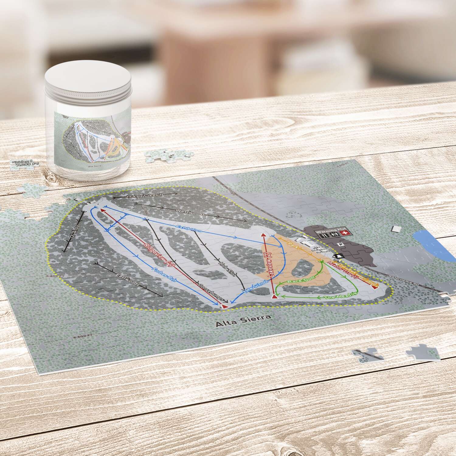 Alta Sierra, California Ski Trail Map Puzzle - Powderaddicts