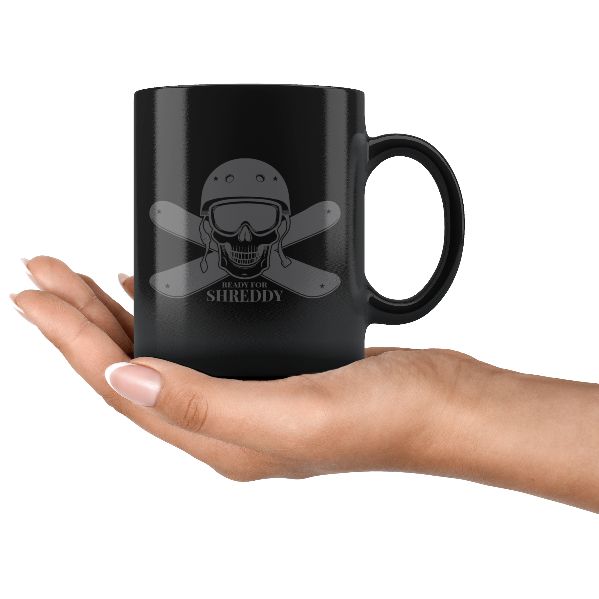 Ready For Shreddy Skeleton Skis Mugs - Powderaddicts