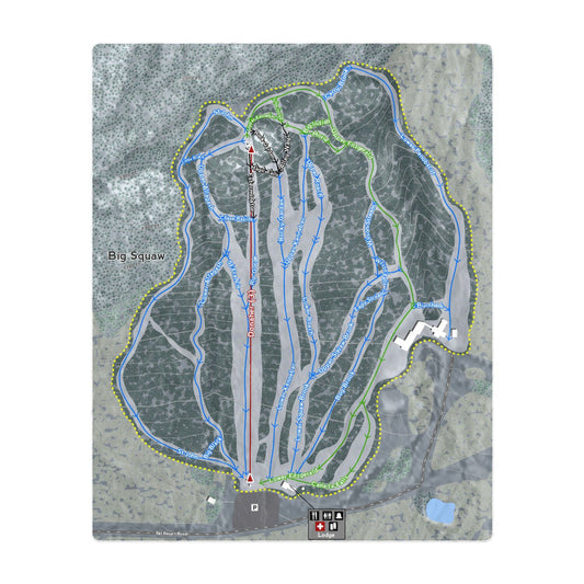 Big Squaw, Maine Ski Resort Map Printed Beach Towel - Powderaddicts