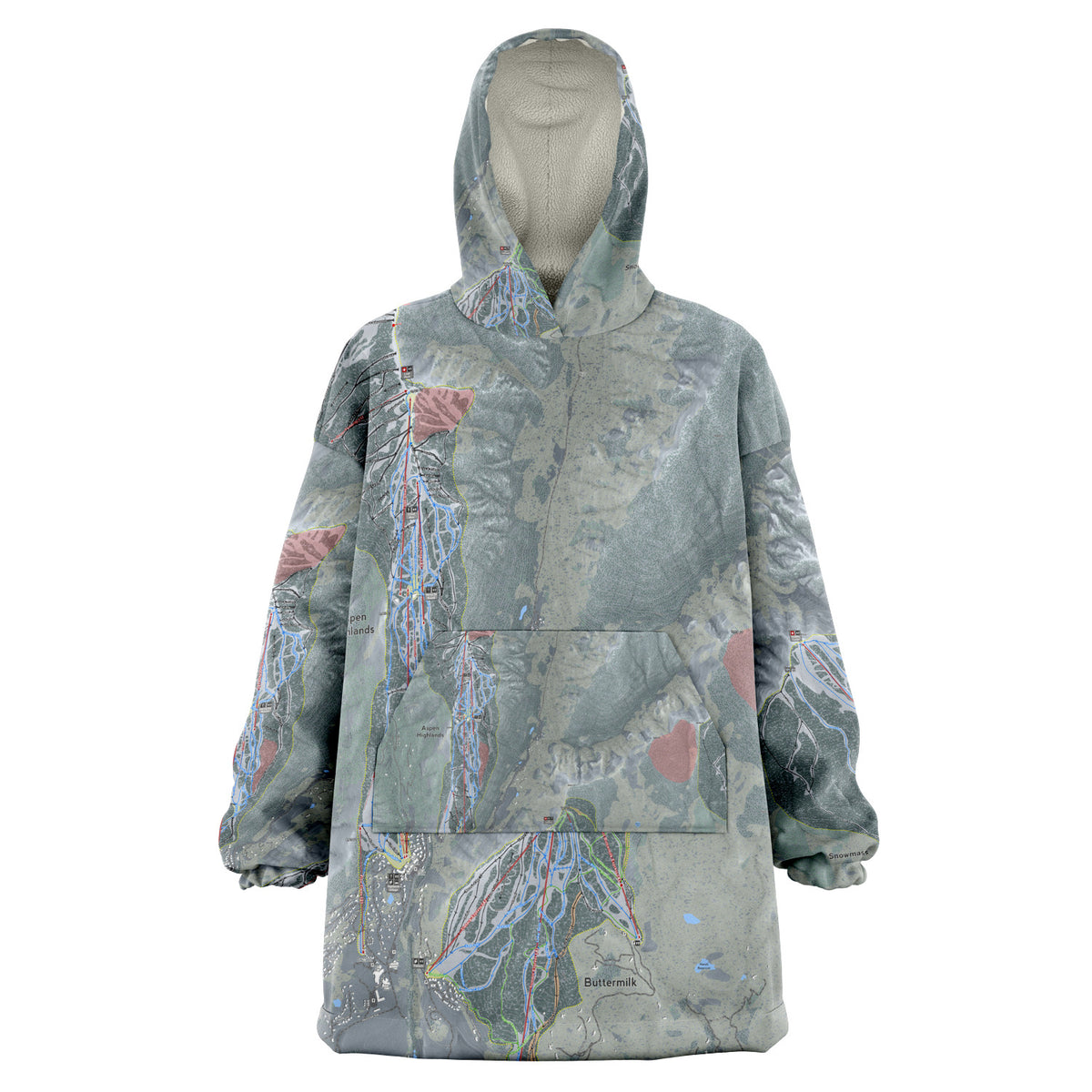 Aspen Snowmass, Colorado Ski Trail Map - Snug Hoodie
