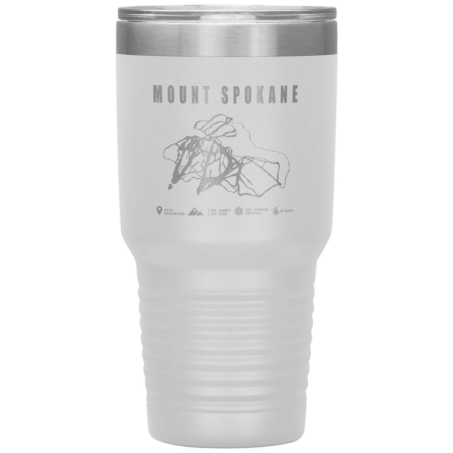 Mount Spokane, Washington Ski Trail Map 30oz Tumbler - Powderaddicts