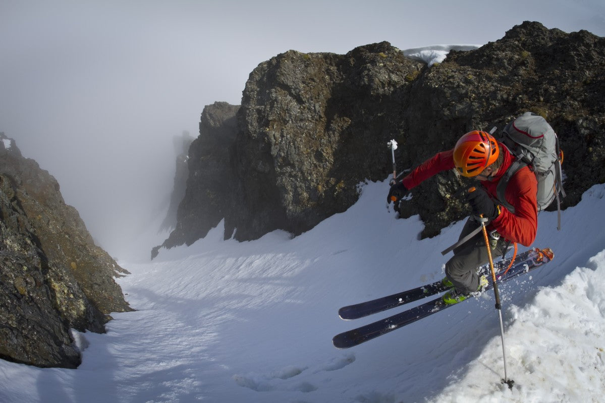 Backcountry skier on West Twin Peak near Eklutna - Powderaddicts