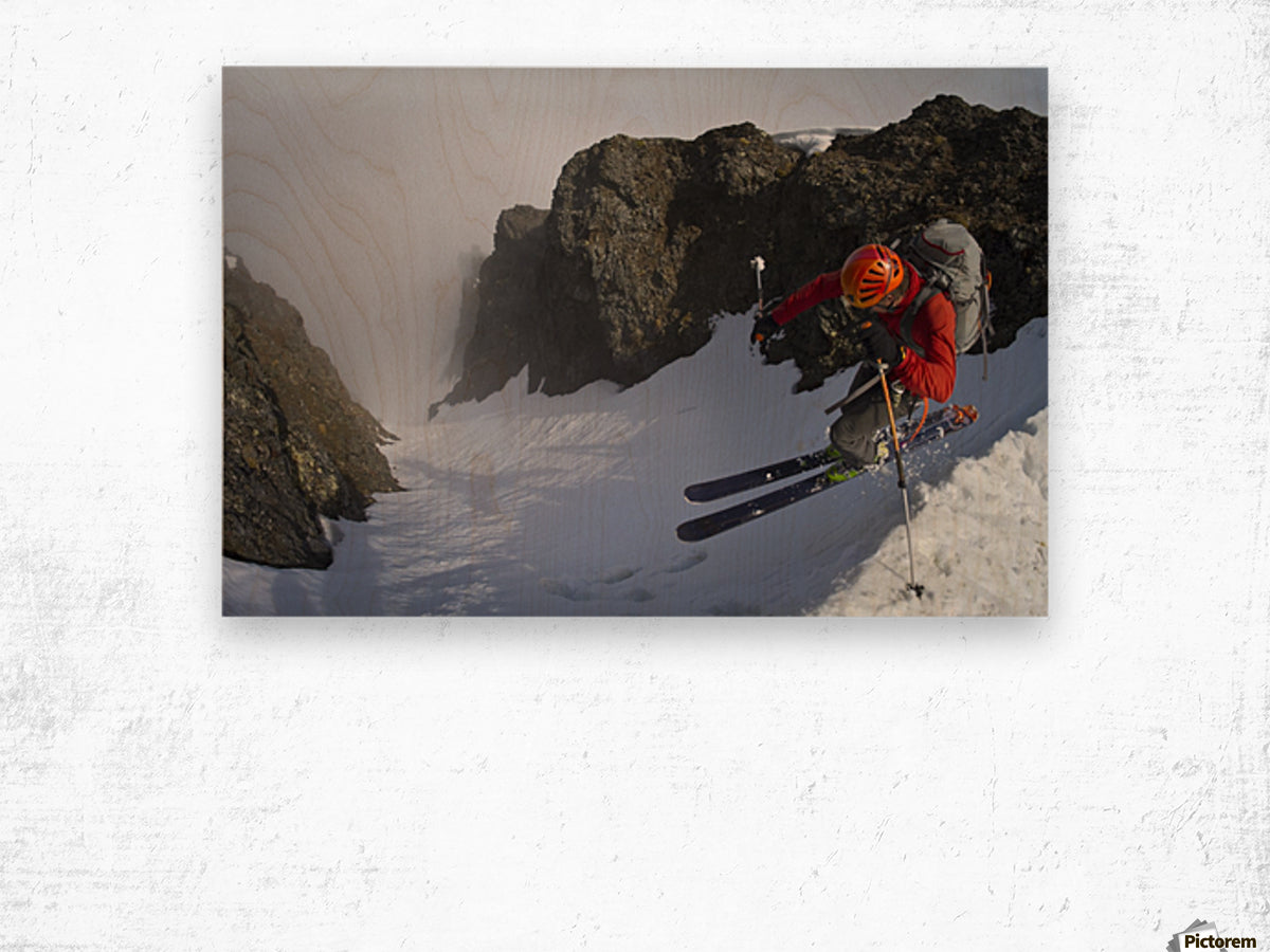 Backcountry skier on West Twin Peak near Eklutna - Powderaddicts
