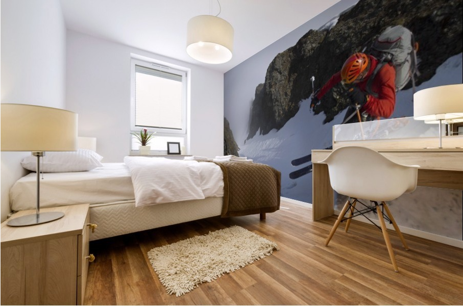 Backcountry skier on West Twin Peak near Eklutna - Powderaddicts