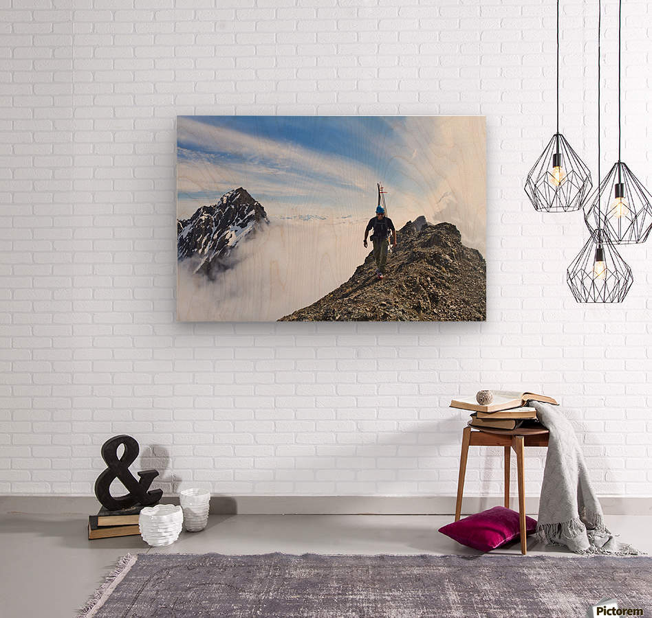 Backcountry skier on West Twin Peak near Eklutna - Powderaddicts