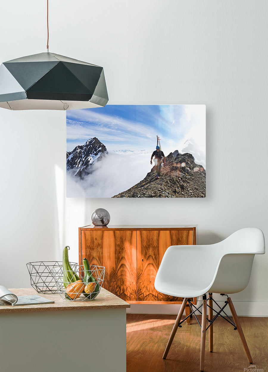 Backcountry skier on West Twin Peak near Eklutna - Powderaddicts