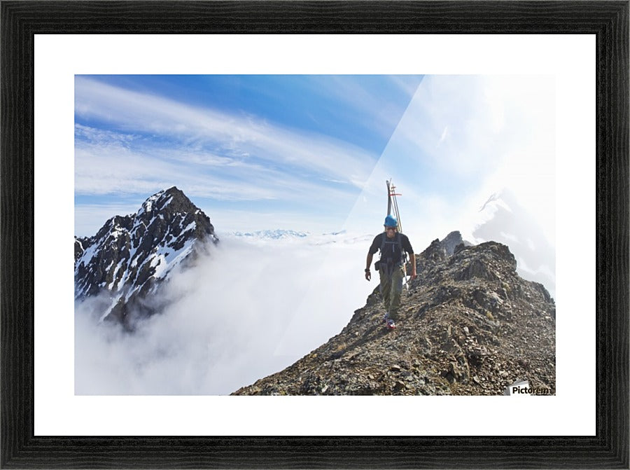 Backcountry skier on West Twin Peak near Eklutna - Powderaddicts