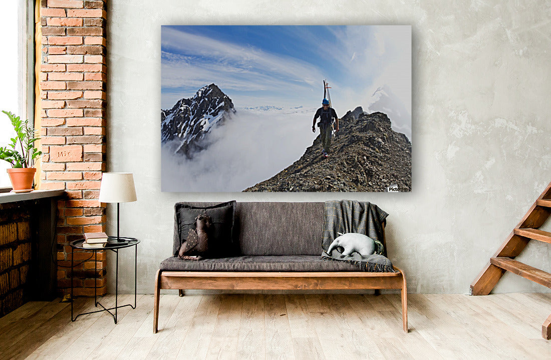 Backcountry skier on West Twin Peak near Eklutna - Powderaddicts