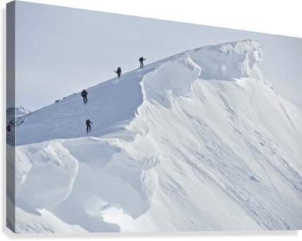 Backcountry Skiers On The Ridge Of Pms Bowl - Powderaddicts