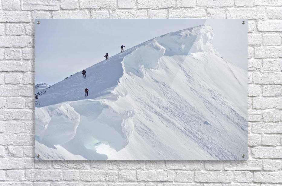 Backcountry Skiers On The Ridge Of Pms Bowl - Powderaddicts