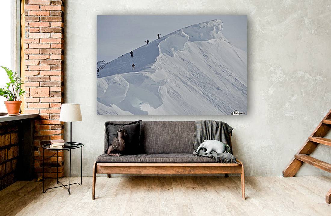 Backcountry Skiers On The Ridge Of Pms Bowl - Powderaddicts