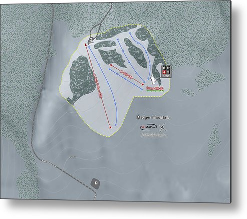 Badger Mountain Ski Trail Map - Metal Print - Powderaddicts
