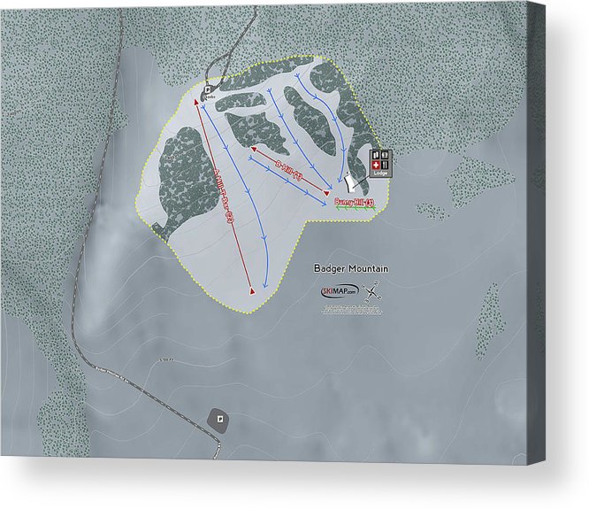 Badger Mountain Ski Trail Map - Acrylic Print - Powderaddicts