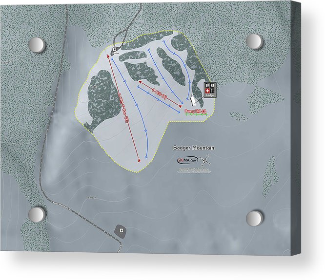 Badger Mountain Ski Trail Map - Acrylic Print - Powderaddicts