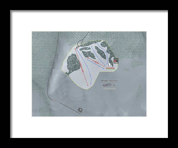 Badger Mountain Ski Trail Map - Framed Print - Powderaddicts
