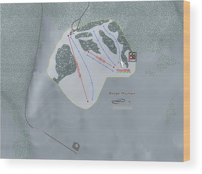 Badger Mountain Ski Trail Map - Wood Print - Powderaddicts