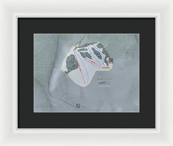 Badger Mountain Ski Trail Map - Framed Print - Powderaddicts