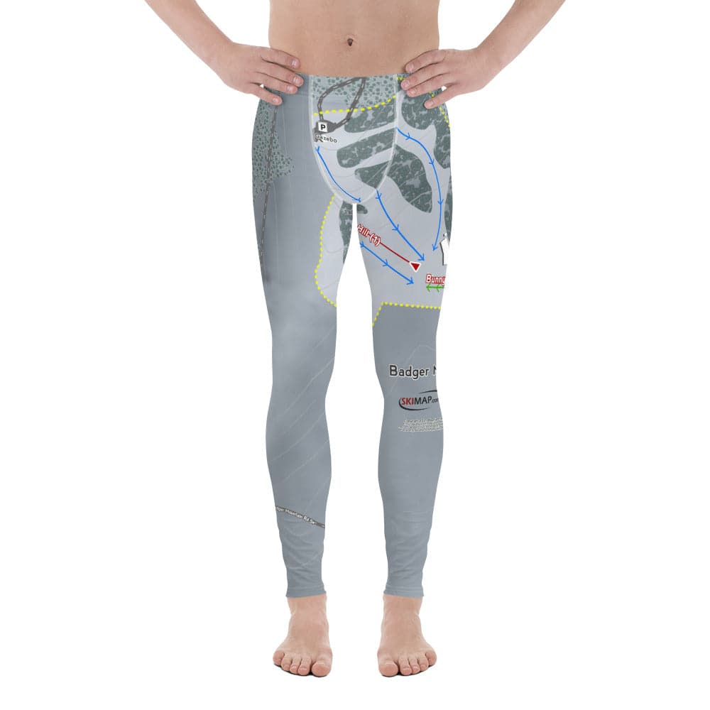 Badger Mountain, Washington ski Trail Map Men's Base Layer Bottom - Powderaddicts