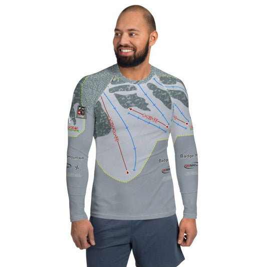 Badger Mountain, Washington Ski Trail Map Men's Base Layer Top - Powderaddicts