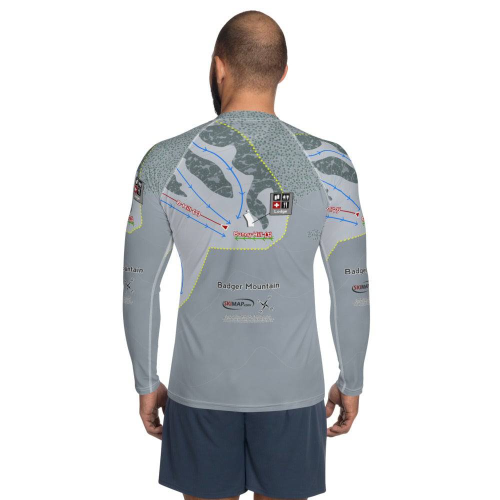 Badger Mountain, Washington Ski Trail Map Men's Base Layer Top - Powderaddicts