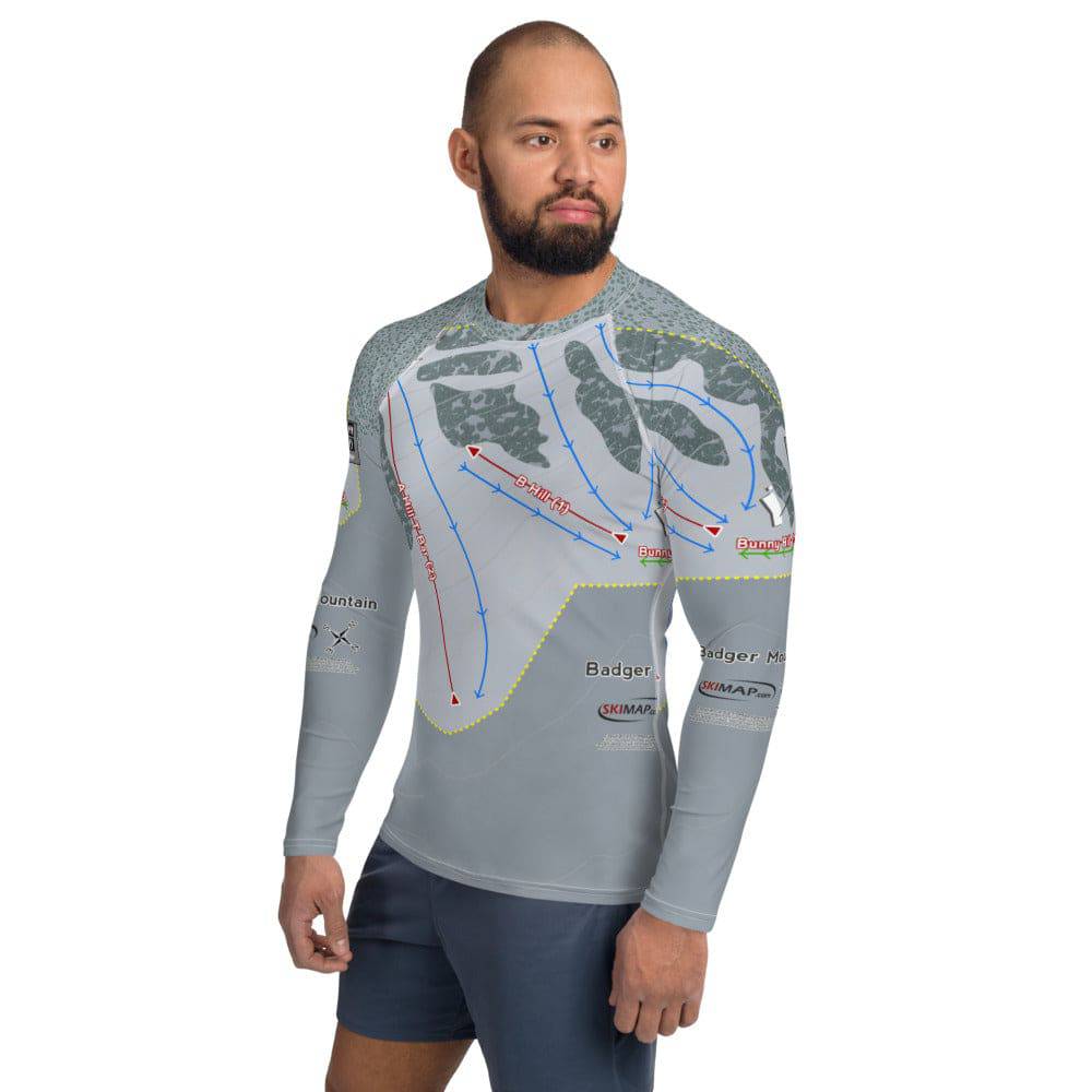 Badger Mountain, Washington Ski Trail Map Men's Base Layer Top - Powderaddicts