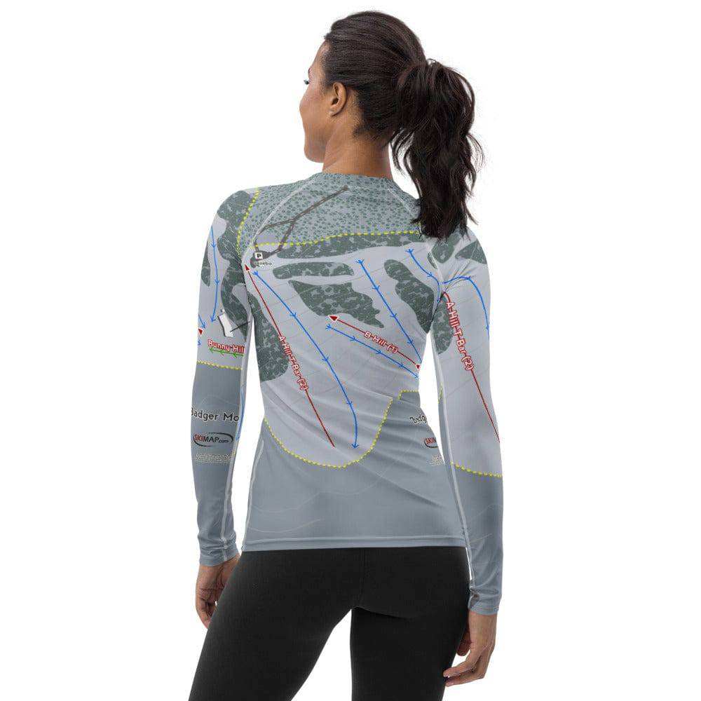 Badger Mountain, Washington Ski Trail Map Women's Base Layer Top - Powderaddicts