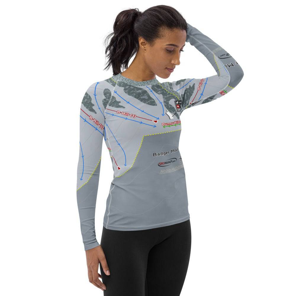 Badger Mountain, Washington Ski Trail Map Women's Base Layer Top - Powderaddicts