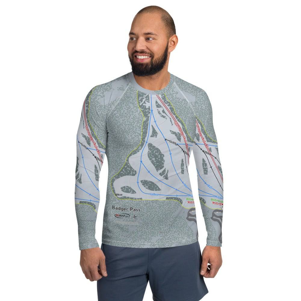 Badger Pass, California Ski Trail Map Men's Base Layer Top