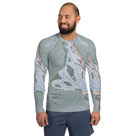 Badger Pass, California Ski Trail Map Men's Base Layer Top - Powderaddicts