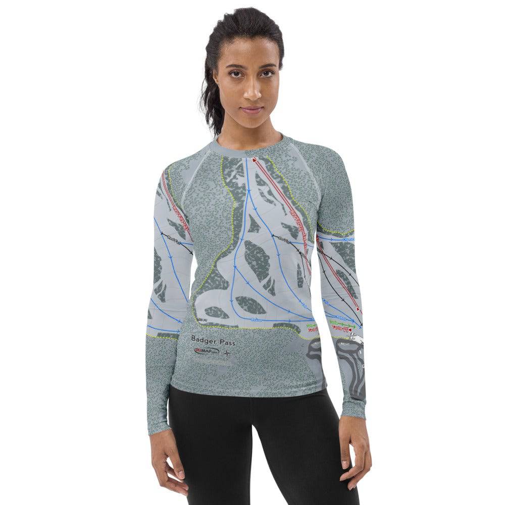 Badger Pass, California Ski Trail Map Women's Base Layer Top