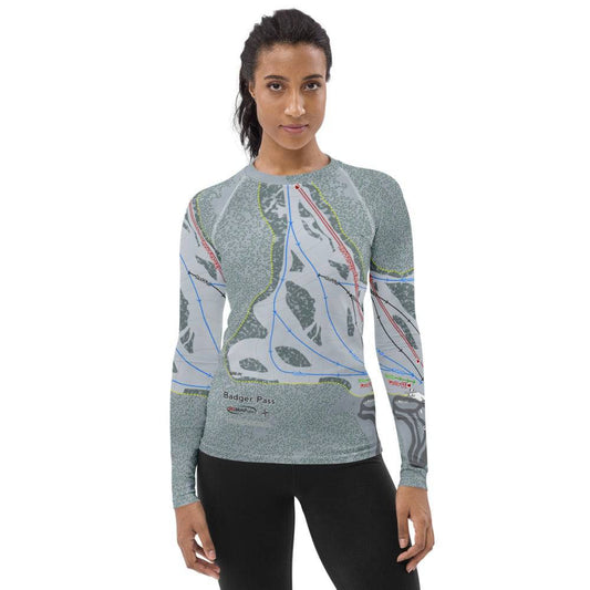 Badger Pass, California Ski Trail Map Women's Base Layer Top - Powderaddicts
