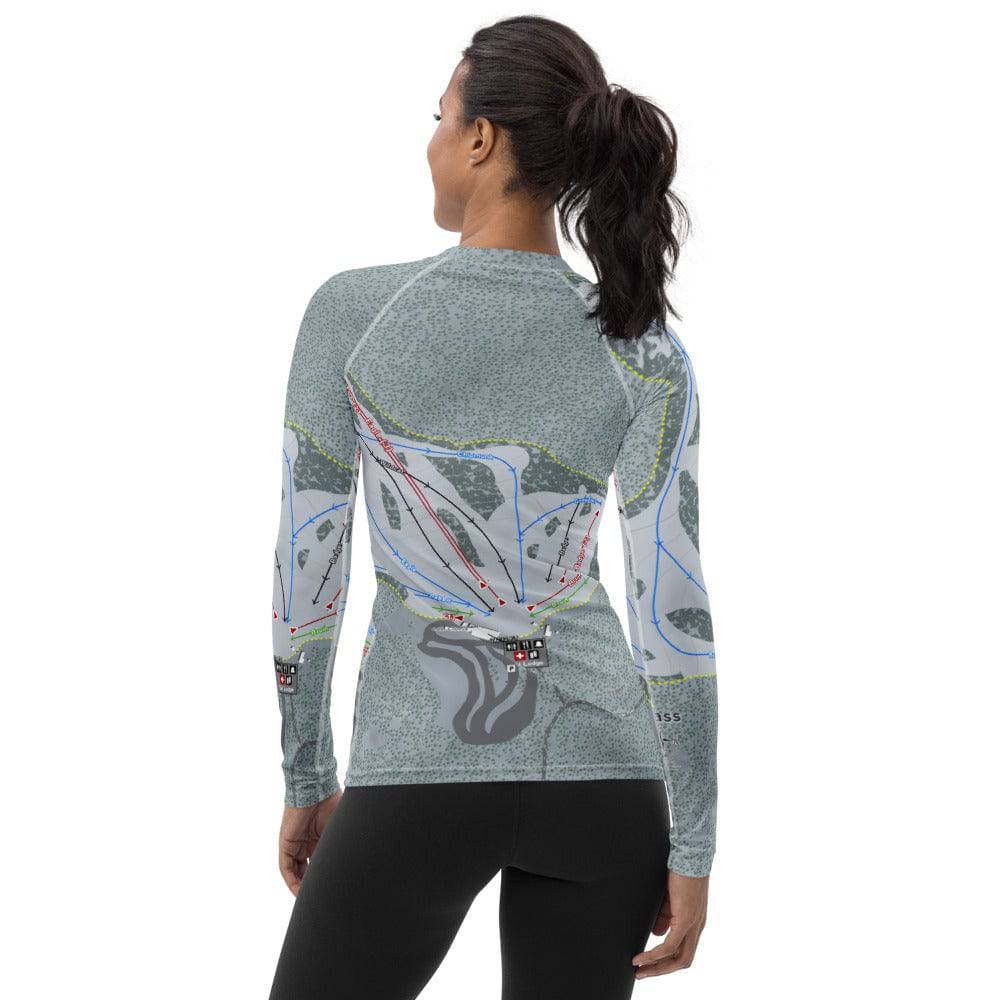 Badger Pass, California Ski Trail Map Women's Base Layer Top - Powderaddicts