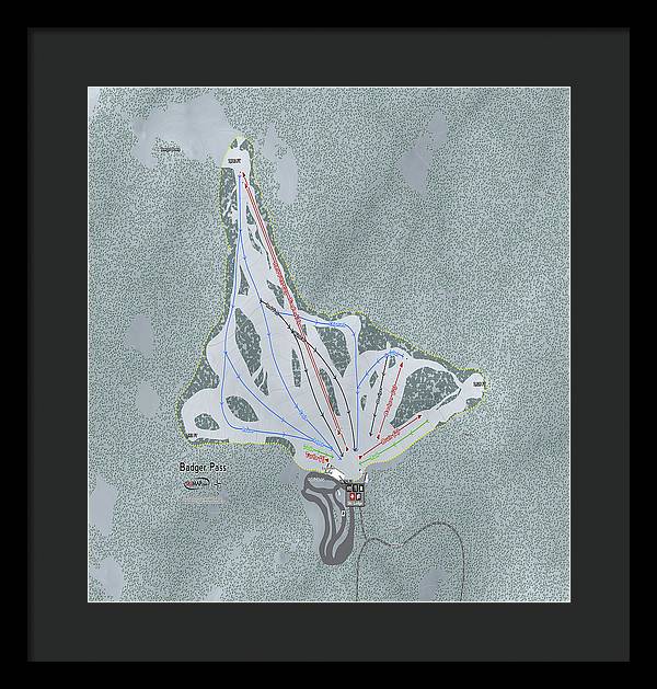 Badger Pass Ski Trail Map - Framed Print - Powderaddicts