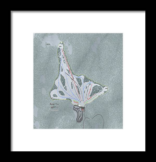Badger Pass Ski Trail Map - Framed Print - Powderaddicts