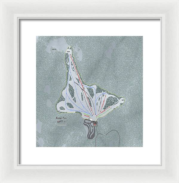 Badger Pass Ski Trail Map - Framed Print - Powderaddicts