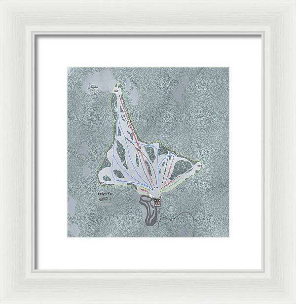 Badger Pass Ski Trail Map - Framed Print - Powderaddicts