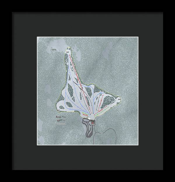 Badger Pass Ski Trail Map - Framed Print - Powderaddicts